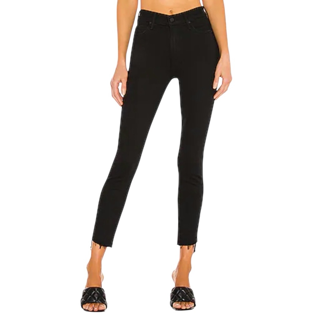 • MOTHER • Stunner Not Guilty Black Double Zip Ankle Step Fray Jean Size 29